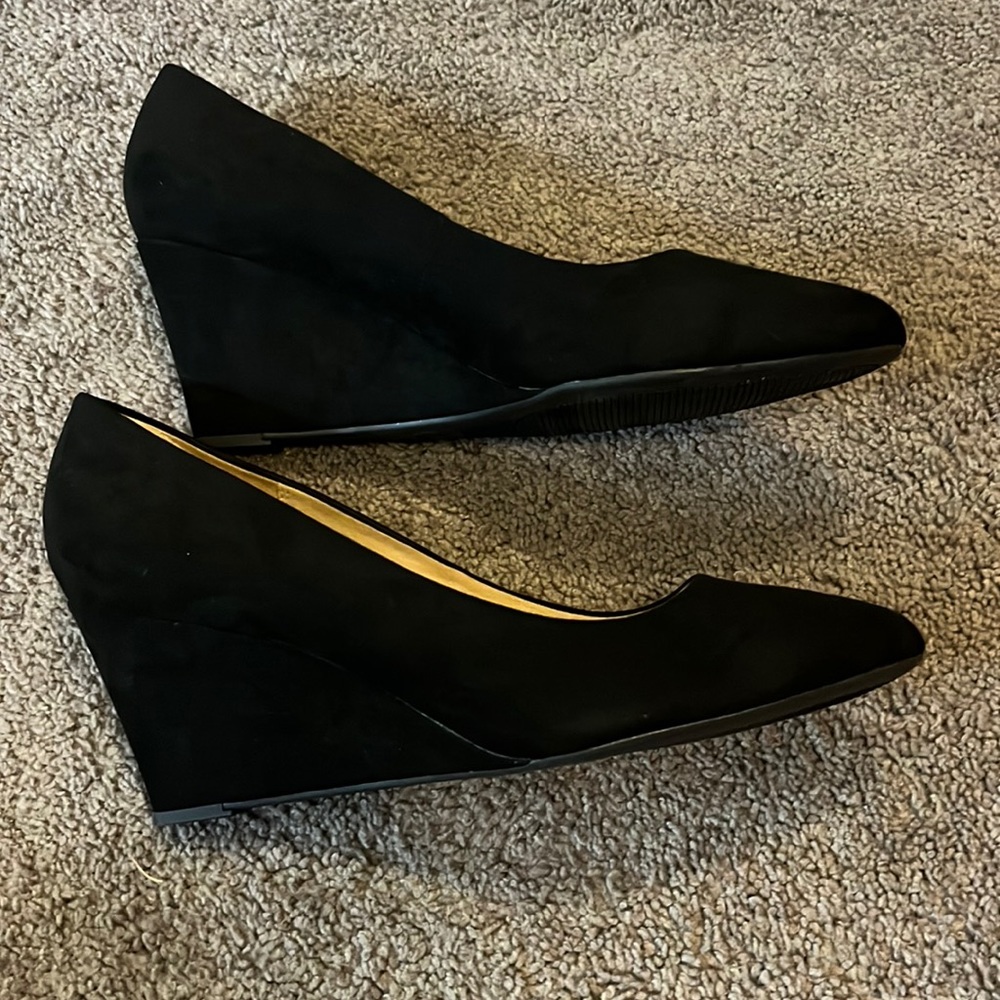 Black suede wedge